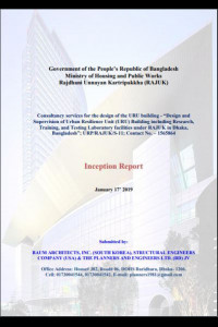 📂 D-01_Final Inception Report of Consultancy Services for Design and Supervision of Urban Resilience Unit (URU) Building including Research, Training and Testing Laboratory facilities under RAJUK in Dhaka, Bangladesh, under Package No. URP/RAJUK/S-11-এর কভার ইমেজ